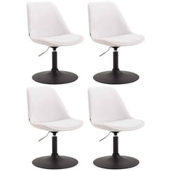 Chaises de salle à manger - Design - Lot de 4 - PVC blanc - Hauteur réglable - Pivotantes 360°