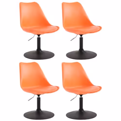 Chaises de salle à manger - Orange - Lot de 4 - Pivotantes - Hauteur réglable - Métal noir