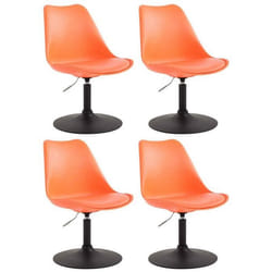 Chaises de salle à manger - Orange - Lot de 4 - Pivotantes - Hauteur réglable - Métal noir
