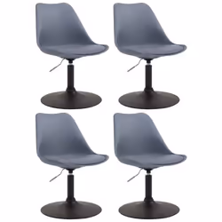 Chaises de salle à manger - Lot de 4 - Pivotantes - Hauteur réglable - Plastique gris - Métal noir