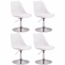 Chaises de salle à manger - Lot de 4 - Blanc - Pivotantes - Hauteur réglable - Métal chromé