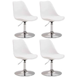 Chaises de salle à manger - Lot de 4 - Blanc - Pivotantes - Hauteur réglable - Métal chromé