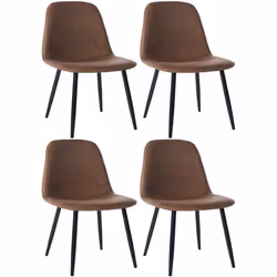 Chaises de salle à manger - Design moderne - Lot de 4 - PVC marron - Pieds en métal noir - Confortable