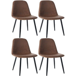 Chaises de salle à manger - Design moderne - Lot de 4 - PVC marron - Pieds en métal noir - Confortable