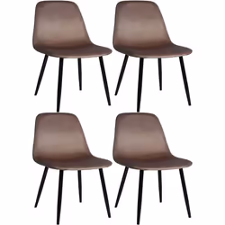 Chaises de salle à manger - Design contemporain - Lot de 4 - Tissu marron - Pieds en métal noir - Confortable