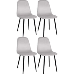 Lot de 4 chaises de salle à manger design simple avec pieds en métal noir et assise en tissu crème 100001833