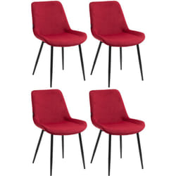 Set de 4 chaises de salle à manger design moderne en velours rouge et pieds métal noir mat 100001842