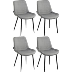 Lot de 4 chaises de salle à manger design moderne et confortable en velours gris et métal noir mat 100001843