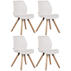 Chaises de salle à manger - Design Scandinave - Lot de 4 - PVC blanc - Pieds en bois clair - Confortable