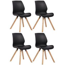 Chaises de salle à manger - Design Scandinave - Lot de 4 - Plastique Noir - Pieds en Bois Clair - Confortable