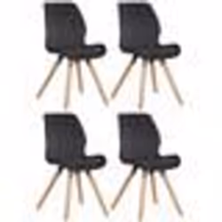 Chaises de salle à manger - Design Scandinave - Velours Noir - Lot de 4 - Pieds en Bois Clair - Confortable