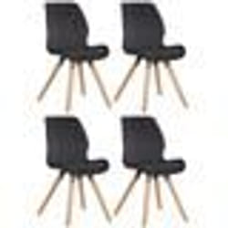 Chaises de salle à manger - Design Scandinave - Velours Noir - Lot de 4 - Pieds en Bois Clair - Confortable