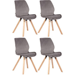 Lot de 4 chaises de salle à manger design scandinave en tissu velours gris pieds en bois 100001857
