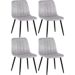 Chaises de salle à manger - Couture - Velours gris - Lot de 4 - Pieds en métal noir - Design contemporain
