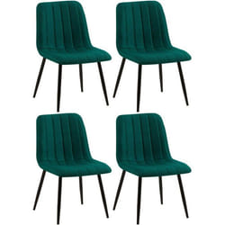 Lot de 4 chaises de salle a manger coutures decortatives verticales assise en tissu velours vert pieds en metal negro 10_0001875