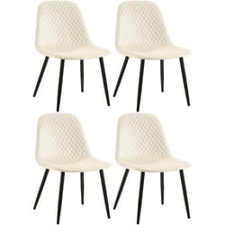 Chaises de salle à manger - Lot de 4 - Velours crème - Pieds en métal noir - Design contemporain - Confortables