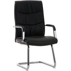 Décoshop26 - Fauteuil de bureau sans roulettes avec accoudoirs dossier haut en pvc noir pied en métal chromé 100001896