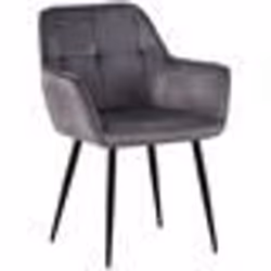 Chaise de salle à manger - Non spécifié - Modèle 10_0001901 - Velours gris - Pieds en métal noir - 1 place