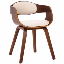Chaise de bureau - Design Scandinave - Bois Foncé - Assise PVC Crème - Confort Optimal - Accoudoirs Inclus