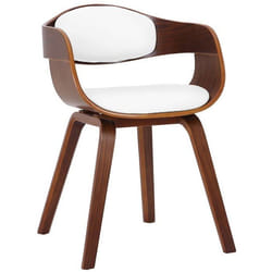 Chaise de bureau - Design Scandinave - Bois Foncé - Assise PVC Blanc - Confort Optimal - 1 Place