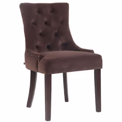 Chaise de salle à manger - Design antique - Velours marron - 4 pieds en bois - Confortable et élégant