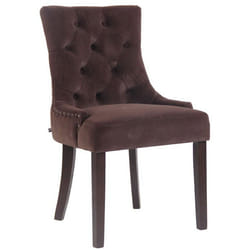 Chaise de salle à manger - Design antique - Velours marron - 4 pieds en bois - Confortable et élégant