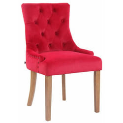 Chaise de salle à manger - Design antique - Velours rouge - 4 pieds en bois - Confortable et élégant