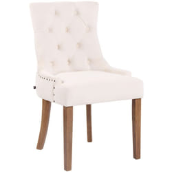 Chaise de salle à manger x1 design antique capitonné en velours crème avec 4 pieds en bois clair 100001943