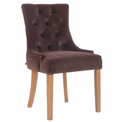 Chaise de salle à manger - Design antique - Velours marron - 4 pieds en bois - Confortable et élégante