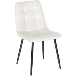 Chaise de salle à manger x1 coutures forme carrées en velours blanc crème pieds en métal noir 100001959