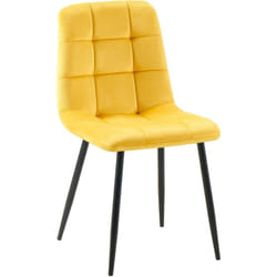 Chaise de salle à manger x1 coutures forme carrées en tissu velours jaune pieds en métal noir 100001967
