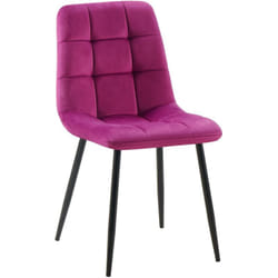 Chaise de salle à manger x1 coutures forme carrées en velours violet pieds en métal noir 100001968