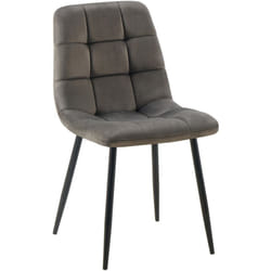 Chaise de salle à manger x1 coutures forme carrées en velours anthracite pieds en métal noir 100001969
