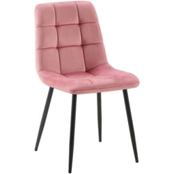 Chaise de salle à manger x1 coutures forme carrées en velours rose pieds en métal noir 100001970