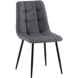 Chaise de salle à manger x1 coutures forme carrées en tissu gris foncé pieds en métal noir 100001973