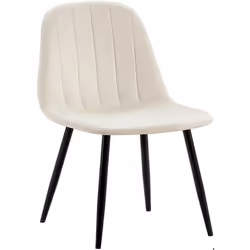 Chaise de salle à manger - Design moderne - Velours blanc crème - Pieds en métal noir - Confort optimal