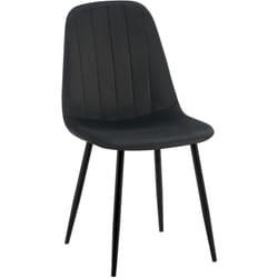 Décoshop26 - Chaise de salle à manger x1 design moderne coutures verticales velours noir et pieds en métal noir 100001987