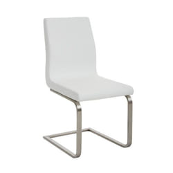 Chaise de salle à manger - Design moderne - PVC blanc - Acier inoxydable - Confortable - Facile à entretenir