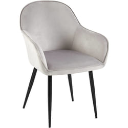 Chaise de salle à manger x1 moderne et confortable en velours gris et pieds en métal noir 100001997