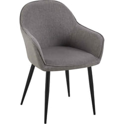 Chaise de salle à manger moderne et confortable en tissu gris foncé et pieds en métal noir 100002000