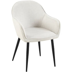 Chaise de salle à manger moderne et confortable en tissu crème et pieds en métal noir 100002002