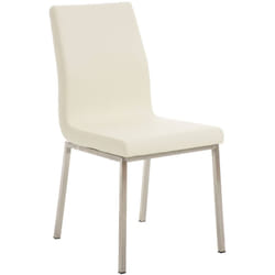 Chaise de salle à manger x1 style épuré en pvc crème et acier inoxydable 100002008