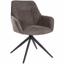 Chaise de salle à manger - Non spécifié - Pivotante - Tissu gris foncé - Accoudoirs - Métal noir