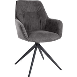Chaise de salle à manger pivotant avec accoudoirs x1 en tissu noir et piètement en métal noir 100002046