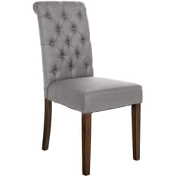 Chaise de salle à manger x1 dossier capitonné en tissu gris pieds en bois marron 100002051