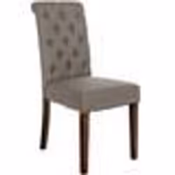 Chaise de salle à manger - 10_0002052 - Dossier capitonné - Tissu taupe - Pieds en bois marron - Confort optimal