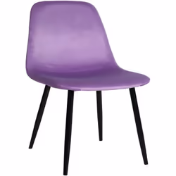 Chaise de salle à manger - Design - Velours violet - Pieds en métal noir - Confortable et moderne