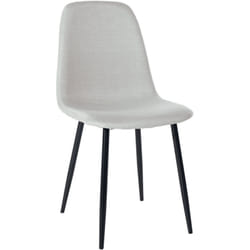 Chaise de salle à manger x1 design simple avec pieds en métal noir assise en tissu crème 100002071