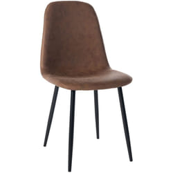 Chaise de salle à manger x1 design simple avec pieds en métal noir assise en pvc marron 100002076