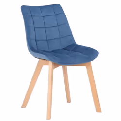Chaise de salle a manger x1 rembourrage genereux en velours bleu pietement en bois 10_0002080